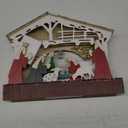 Nativity Sets for Christmas Indoor Xmas Decorations Nativity Scene Table Lights, Battery Operated Wooden Christmas Tabletop Decoration for Home, Christmas Decor for Desk Fireplace Party Decoration