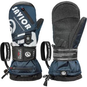 SAVIOR HEAT Heated Mittens for Snowboarding,Heated Ski Gloves for Men Women,Kevlar Palm, 3M Thinsulate, Waterproof, App-Controlled Heating, Winter Sports (3X-Large)