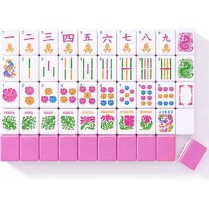 Soulchen Kaleidoscope Mahjong Tile Set 160 Mahjong Tiles 1.2'' Pink American Mahjongs Tile Set with Mahjongs Bag