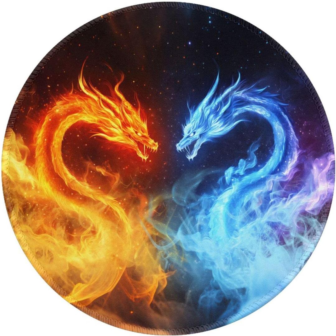 Dragon Round Mouse Pad Premium Textured Mouse Mat Washable Mousepads with Extended Stitched Edges Non Slip Rubber Base Small Mousepad 7.9 X 7.9 X 0.12 Inches