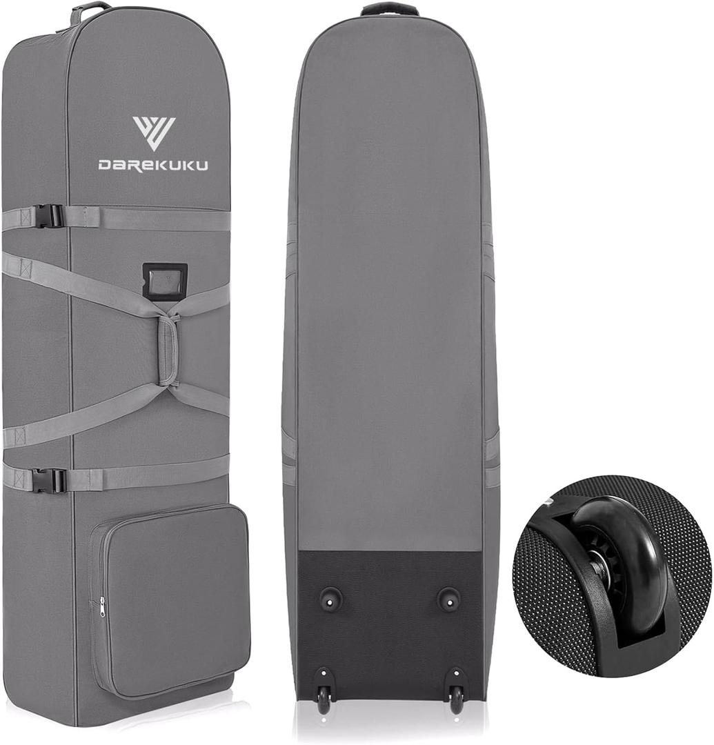 Golf Travel Bags for Airlines with Adjustable Support Rod and Detachable Shoulder Straps, Soft Foldable Golf Club Travel Covers, 900D Heavy Duty Oxford -Universal Size (Grey)