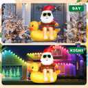 Christmas Inflatable Outdoor Decoration Blow Up 4.5ft Hawaii Santa take Coco Drink Inflate Xmas Decor Cute Blow Up Duck Santa Claus with LED for Outside Yard Garden Lawn Party Decor