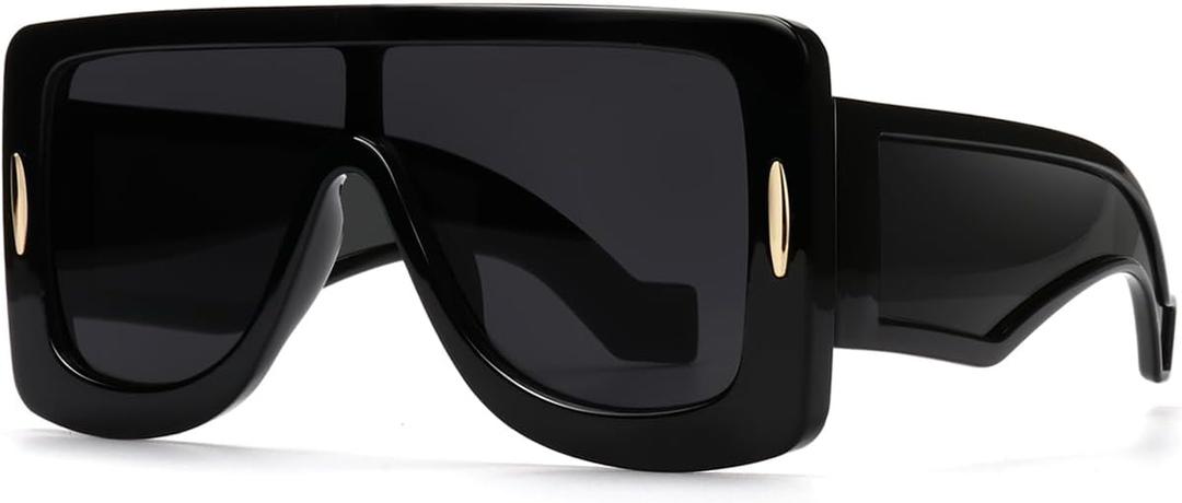 GFUIARA Trendy Anagram Mask Sunglasses for Women Men Oversized Flat Top Fashion Shield Sun Glasses UV Protection Sunnies