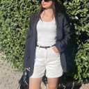 luvamia Jean Shorts for Women High Waisted Trendy Casual Utility Stretchy Denim Jorts Cutoff Long Shorts with Pockets (White, XL)