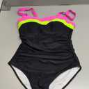 Aidonger Women's Ribbed One Piece Swimsuits Color Block Tummy Control Bathing Suit Slimming 1 Piece Swimwear,M