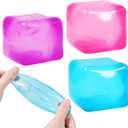 3pack Stress Cube Squishy Stress Balls for Kids Ice Cubes Squishy for Adults Fidget Toy for Your Best Mellow and Chill Square Shape with Filling in Pink Purple Blue for All Age (3pcs)
