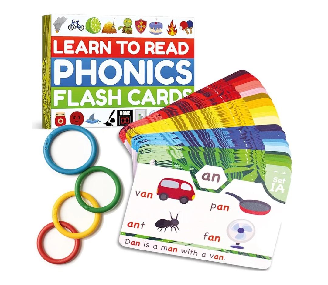 Phonics Flash Cards - Learn to Read in 20 Stages - Digraphs CVC Blends Long Vowel Sounds - Games for Kids Ages 4-8 Kindergarten First Second Grade Homeschool Educational Study Activity