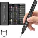 AM ARROWMAX Mini Engraving Pen, HollowCup Motor, 42 Bits with Aluminum Case, OLED, Magnetic Charge, Mini Cordless Rotary Tool, Engraving Pen for Bead, Metal, Wood, Glass and Plastic (SGS),Black