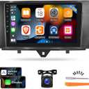 [2G+32G] Car Radio for Mercedes Benz Smart Fortwo 2011-2015, 9 inch Android Touch Screen Car Stereo, Carplay/Android Auto/1080P/Bluetooth/WiFi + AHD Backup Camera + MIC