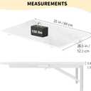 GOYLSER Wall Mounted Desk Folding Table Laundry Fold Table, White Marble Fold Down Work Bench, Foldable Mount Station for Floating Bar, Office, Dining Room, Kitchen, 35" x 20.5"