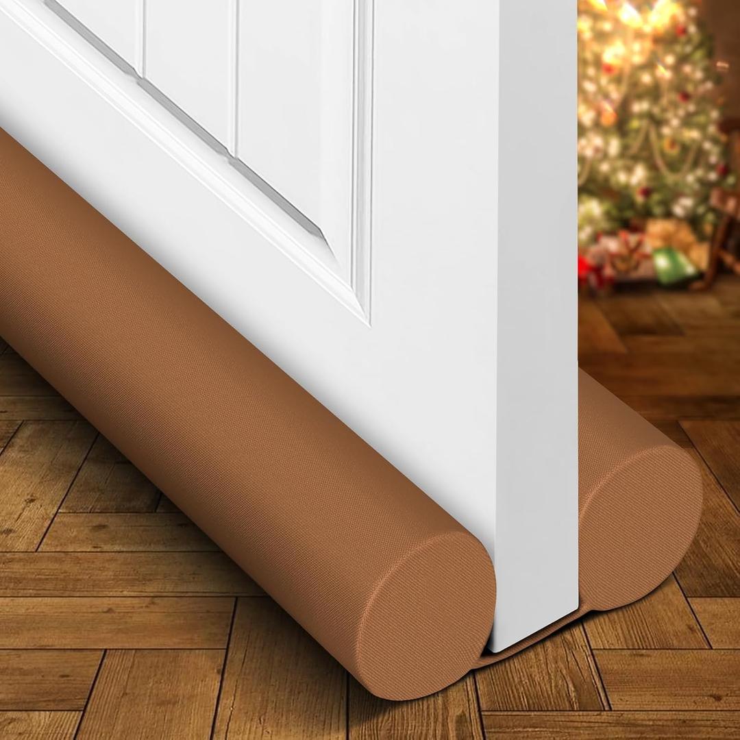Holikme Two-Sided Door Draft Stopper Weather Stripping Window Breeze Blocker Adjustable Door Sweeps, Brown (36 inch)