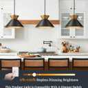 ELYONA 3 Pack Modern Pendant Lights Kitchen Island, Solid Wood Hanging Lamp with Matte Black Metal Shade & Gold Inner Finish, Farmhouse Pendant Light Fixtures for Dining Room, Bedroom, Living Room