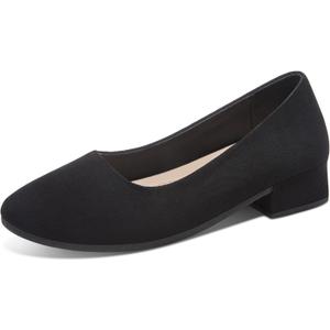 ALTOCIS Womens Low Block Chunky Heels Pumps Ladies Elegant Closed Round Toe Pumps Shoes Low Platform Office Pumps Shoes (8, Balck)