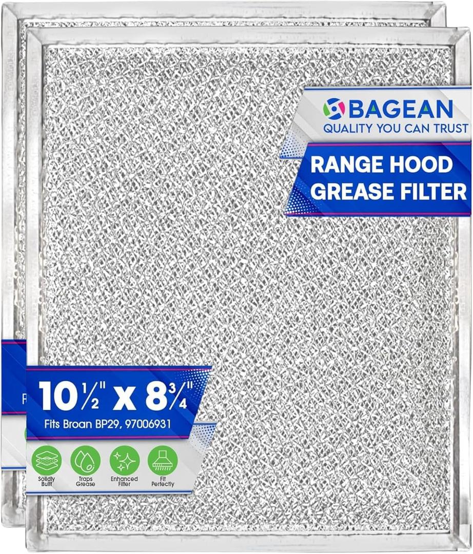 Bagean Stove Hood Vent Filter 10.5" x 8.75" 97006931 Compatible with Broan Range Hood Filter Replacement BP29 - Fit's Nutone Kitchen Exhaust Fan Filters - Blocks Grease & Filters Oven Air (2-Pack)