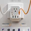 TESSAN European Travel Plug Adapter USB C 3 Pack, PD 20W US to Europe Plug Adapter with 4 AC Outlets 3 USB Ports, Type C Power Adaptor for USA to EU Euro Spain France Iceland Italy Germany Greece