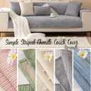 Solid Striped Textured Chenille Sofa Covers,Simple Striped Chenille Anti Scratch Couch Cover,Washable Anti-Slip Pet Couch Protector,Thin Chenille Couch Covers for Dogs,Pets,White-35"x28"/90X70cm