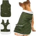 Dog Winter Coat - Windproof Fleece Warm Thick Dog Jacket Clothes for Cold Weather - Green Pet Vest Coat Outfits for Dogs - Indoor & Outdoor Use, Small