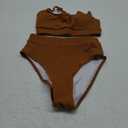 Modest Bikini Woman 2024 Sexy Thong Bathing Set Two Piece Backless High Waisted Swimsuit Solid Color Swim Beachwear Small