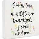 Wildflower Baby Shower Decorations, Wildflowers Wood Box Sign 5x5 Inches, Vintage Flower Box Sign For Baby Shower Birthday, Nursery She Is Like A Wildflower Signs For Home House Table Desk Shelf