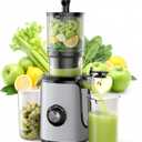 NEWBULIG Cold Press Juicer Machines, Masticating Juicer with High Juice Yield, Reverse Function, Stops Oxidation and Easy to Clean for Vegetables & Fruits, Silver