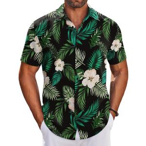 COOFANDY Mens Button Down Shirts Short Sleeve Casual Shirt Summer Beach Wedding Shirts (Medium, Black - Floral)
