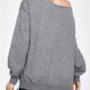 GORGLITTER Women's Off The Shoulder Sweater Gothic Clothes Y2k Graphic Oversized Cozy Chunky Knit Sweaters Streetwear Dark Grey Large (Gray, L)