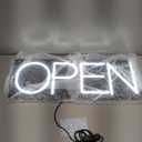 Open Signs for Business, LED Neon Open Sign 16 Inch 12V/2A Ultra Bright Lighted Open Sign Electric Light Up Open Sign for Business Storefront Window Glass Door Retail Shop Store Bar Salon Restaurant White