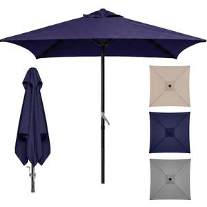 TOPSAIL 4.9ft Mini Square Patio Umbrella, Fade Resistant Outdoor Table Umbrella with Crank Lift, UV 50+ Waterproof, Small Umbrella for Deck, Balcony, Garden, Backyard & Market (Navy)