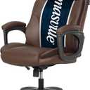 Thomasville Danvers Big & Tall Office Chair, Ergonomic High-Back and Contoured Lumbar Support, Supportive Comfort Craft Seat Cushion Technology, Breathable Vegan Leather with Padded Armrests, Dark Brown