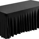 Fixwal 1 Pack Black Table Cloth for 6FT Rectangle Tables, Rectangular Tablecloths Stretch Spandex Fitted Table Covers 6FT for Parties, Trade Shows, Banquet, Weddings, Buffet, Graduation Decorations