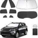 8PCS Windshield Sun Shade Custom Fit for 2013-2018 Toyota RAV4 Accessories Foldable Sunshade Side Rear Window Shade Cover Full Set Privacy Protection Keeps Car Cool