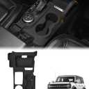 JROAD 3-in-1 Silicone Center Console Liner Tray for Ford Bronco 2021-2026 Automatic Transmission 2/4 Door| Non-Slip Cup Holder Mat & Center Console Protector Liner Pad& Side Storage Pocket (Black)