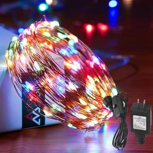 Set of 2, Ariceleo 33 Ft. Fairy Lights, 100 LED Waterproof Copper Wire Firefly String Lights, Multi Color, Adapter Included, Starry String Lights for Indoor Outdoor Christmas Patio Wedding Decoration