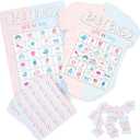 BLUE PANDA Bingo Game Set - 38-Piece Set, Multicolor - Party Game & Supply for Gender Party - 36 Unique Cards & Shaped Caller Tokens