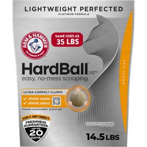 ARM & Hammer Hardball Lightweight Platinum Multi-Cat Clumping Cat Litter Odor Control, Easy No-Mess Scooping, Garden Bloom Scent, 14.5 Lbs.