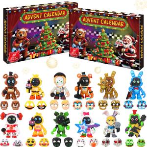 2025 Christmas Advent Calendar Horror Game Action Figures Toy Set, Countdown to Set for Kids, Inspired by The Five Night Figures with Masks, Movable Joints Collectible Toys for Boys