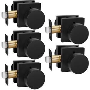 goldenwarm Privacy Black Interior Door Knobs, Zinc-Alloy Heavy Duty Interior Door Knobs Bedroom, Contemporary Door Knob Privacy, Matte Black Door Knob Interior for Bathroom(5 Pack)