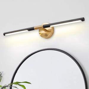 Modern Bathroom Light Fixtures Over Mirror 30 Inch, 20W 360 Rotatable Dimmable 4000K Led Vanity Light Bar, Black and Gold Bathroom Vanity Lights Above Mirror