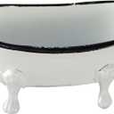 Foreside Home & Garden Black Rim White Enamel Bathtub Soap Dish