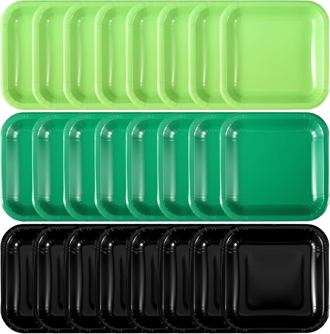 FoldTier 120 Pieces Green Party Theme Decorations Square Paper Plates Birthday Party Cake Dessert Plates(Green,9 Inch)