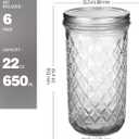 VERONES Wide Mouth Mason Jars 22 oz, 22 OZ Mason Jars Canning Jars Jelly Jars With Wide Mouth Lids, Ideal for Jam, Honey, Wedding Favors, Shower Favors, 6 PACK,EXTRA 6 Lids with Straw Hole