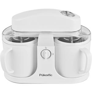 Pukomc Ice Cream Maker Machine for Home Use, with Two Ice Cream Bowls,Simple Operation and Easy to Clean,White