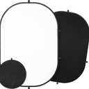 3x5ft/100x150cm Backdrop for Photography, Double Sided White Screen and Black Screen, 2 in 1 Collapsible and Reversible Background for Photography, YouTube Videos,and Live Streaming