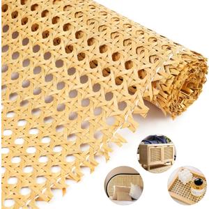 Rattan Cane Webbing Roll 24 Inch Width x 5 Feet Length, Rattan Caning Material for Chairs and Cabinets, Woven Open Mesh Wicker Repair Kit for DIY Home Projects and Furniture