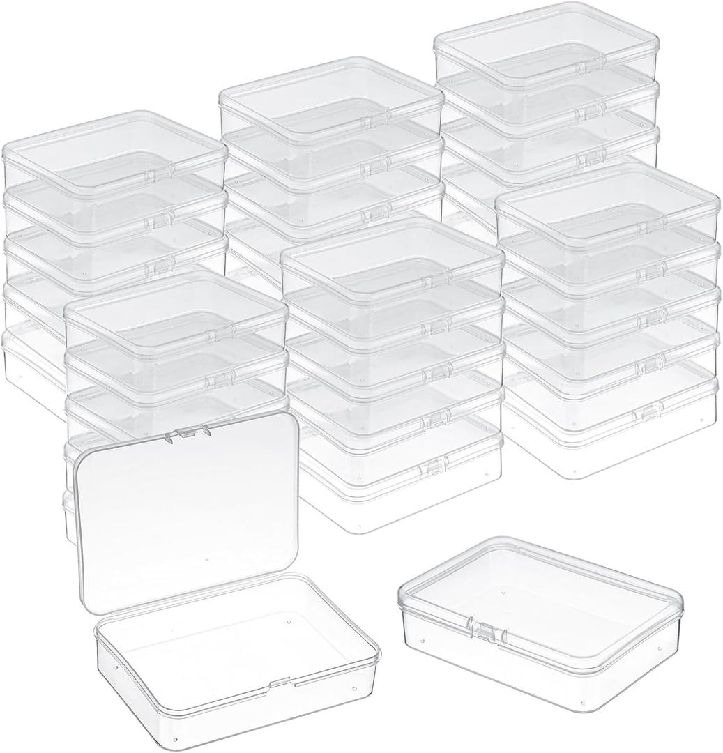 30 Pcs Small Plastic Containers with Lids, 4.13"2.95"0.98"Mini Plastic Clear Bead Storage Containers Case Rectangular Craft Storage Boxes with Lids for Jewelry Beads Craft Hardware Pins
