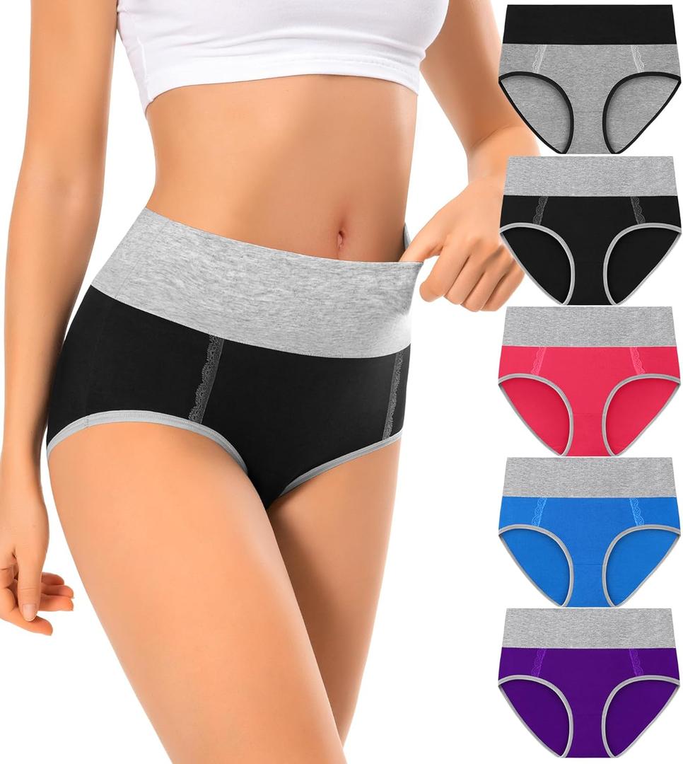 Cotton Underwear High Waisted Womens Full Coverage Ladies Comfy Panties (Regular & Plus Size) (XXL)