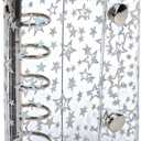 A8 Binder Cover PVC 5-Ring M5 Refillable Notebook Shell Laser Star Budget Binder Sheet Protector Mini Wallet Binders 2 Snap Buttons Closure for 5 Rings A8 Planner Inserts Pockets Envelopes