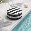 Indoor/Outdoor Inflatable Ottoman D21 x H9 inch, Round Footstool Inflatable Foot Rest Ottoman with Handle, Portable Ottomans Pouf for Patio, Garden, Camping, Home, Cabana Black