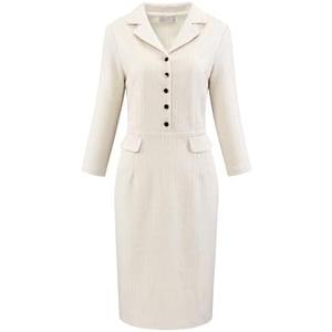 Hobemty Women's 3/4 Sleeve Sheath Dress Collared Vintage Tweed Dress Size 2XL