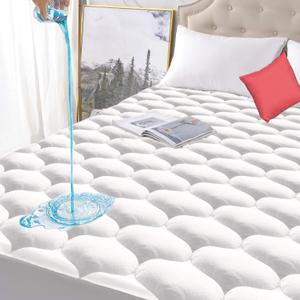 Queen Size Quilted Fitted Waterproof Mattress Pad, Premium Hollow Material Filling Mattress Protector, Breathable, Quiet, Cooling, Machine-Washable Mattress Cover with 21 Deep Pocket